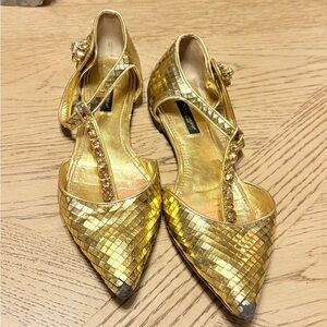 Dolce & Gabbana Leather With Metallic Efect, Ballet Flats Size 39